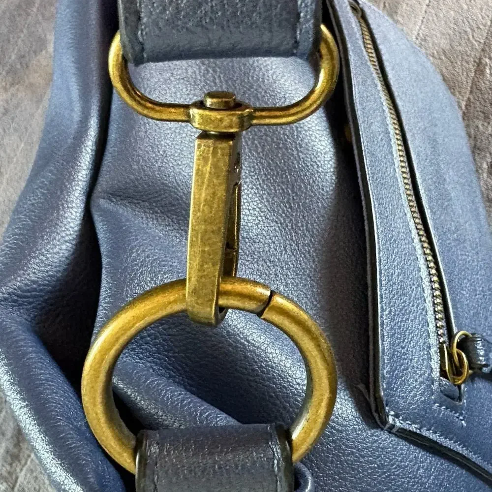 Style & Co Hudsonn Blue Hobo Bag Adjustable Strap Zipper Pockets Vegan Leather